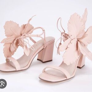 Cecelia New York Blush Heels with Floral Accents